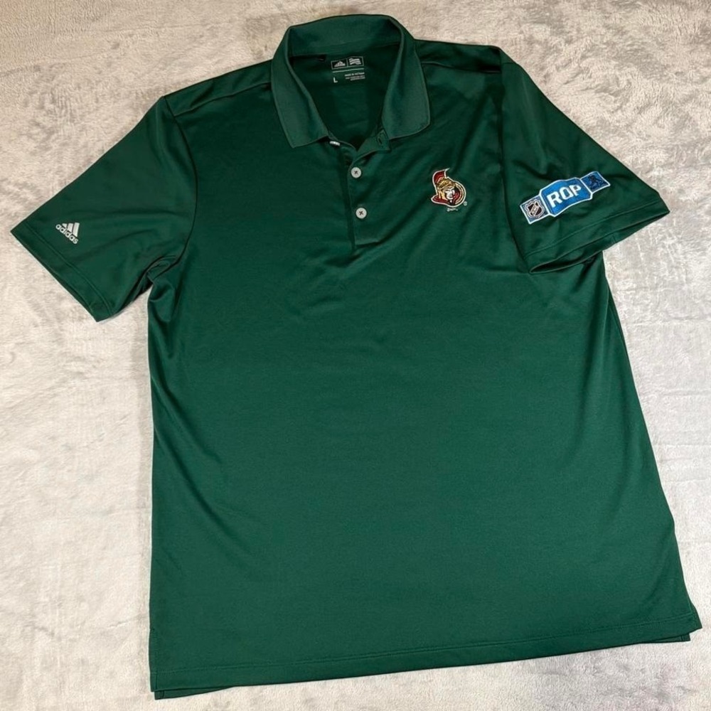 Vintage Adidas Ottawa Senators Embroidered NHL Polo Shirt | Green | Large